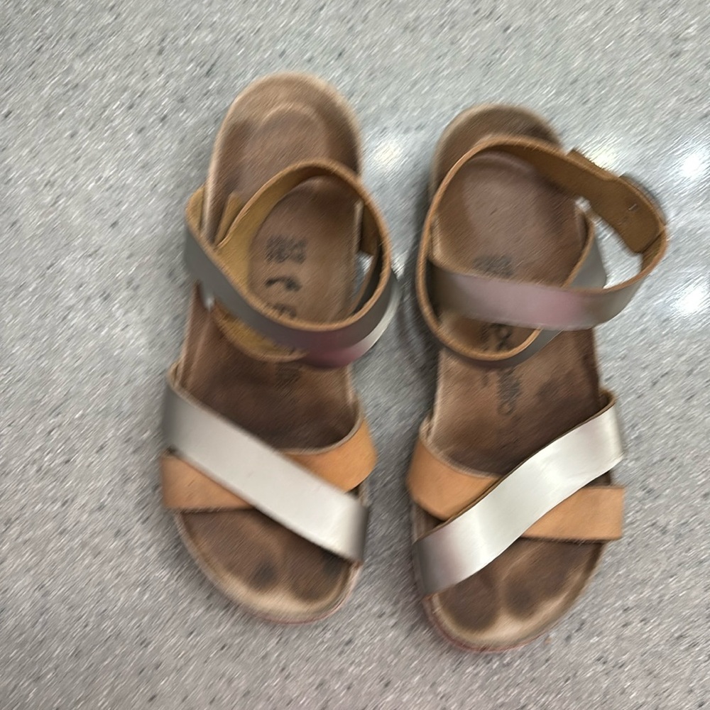 Papillio by Birkenstock Lola Women's Silver Wedge Sandals Size 37 Narrow (US 6)